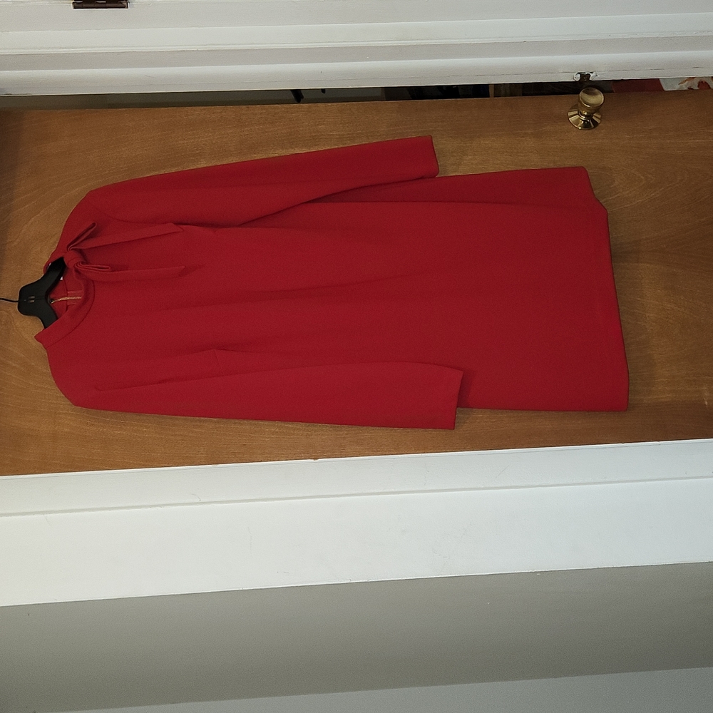 Calvin Klein Red tie neck long sleeve dress size 12